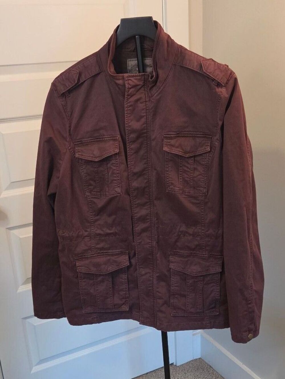 SOLD!!! Womens Lucky Brand Burgundy Military Field With Pockets Jacket sz XL